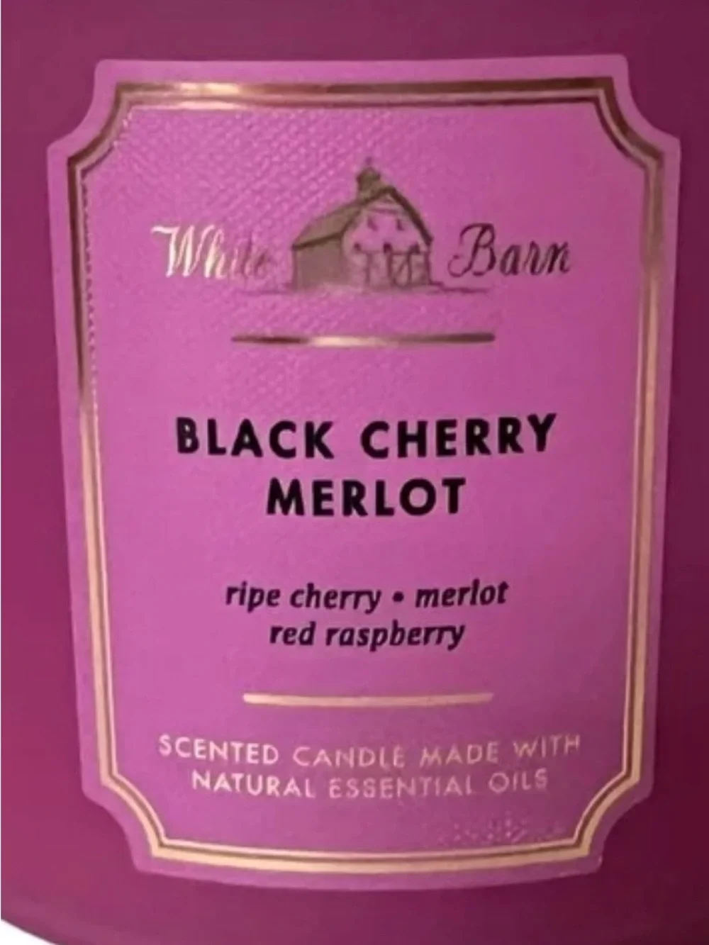 Bath & Body Works Black Cherry Merlot Candle - Fuchsia & Gold